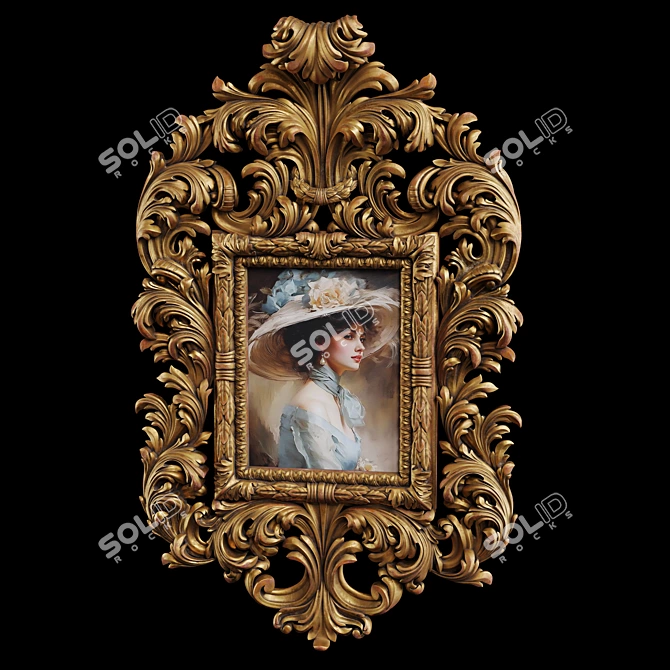 Carved Frame Painting 3 3D model image 1