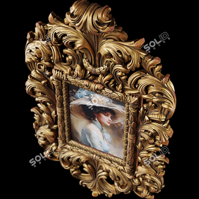 Carved Frame Painting 3 3D model image 2