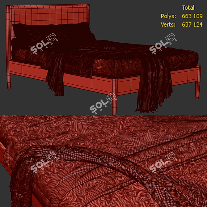 West Elm Mid-Century Bed 3D model image 3