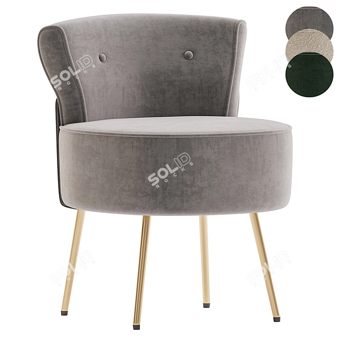 Title: Velvet Armchair Ottoman Set 3D model image 1