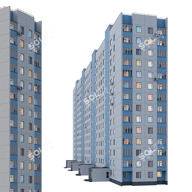 Panel House P-30, 14 Floors 3D model image 3