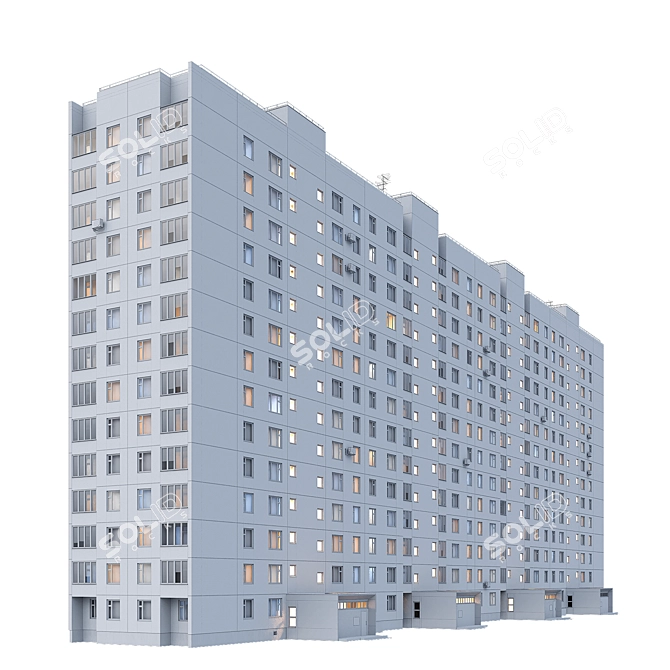 Panel House P-30, 14 Floors 3D model image 5