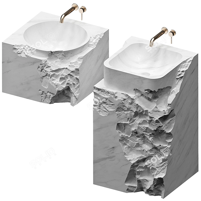 Custom Stone Wash Basin Set 3D model image 1