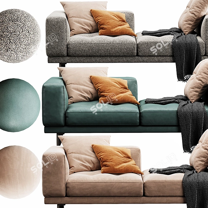 Modern Minotti Dylan Leather Sofa 3D model image 2