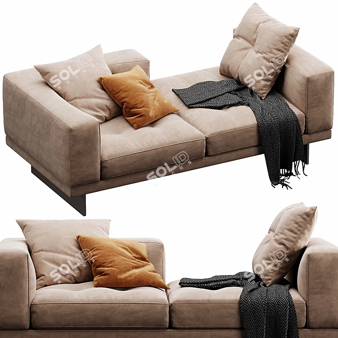 Modern Minotti Dylan Leather Sofa 3D model image 5