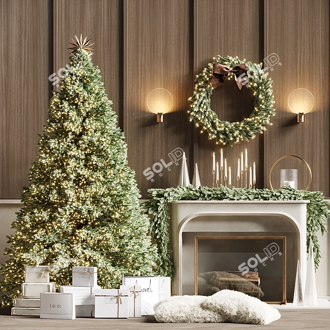 Christmas Tree with Fireplace 4 3D model image 1