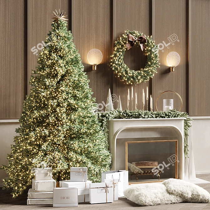 Christmas Tree with Fireplace 4 3D model image 2