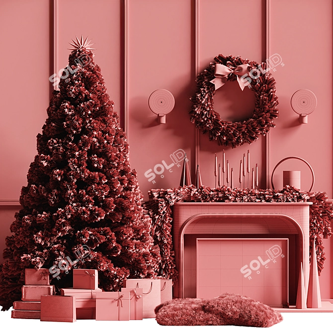 Christmas Tree with Fireplace 4 3D model image 4