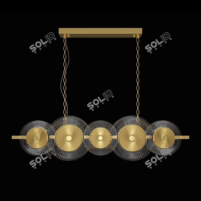 Elegant Black Gold Pendant Light 3D model image 1