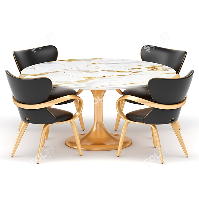  Elegant Dining Set with Calacatta Gold Table 3D model image 1