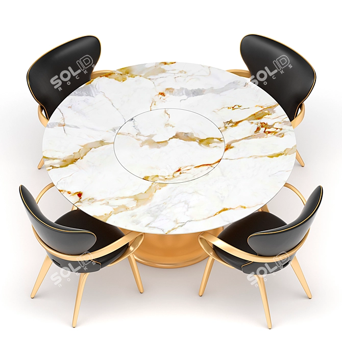  Elegant Dining Set with Calacatta Gold Table 3D model image 2