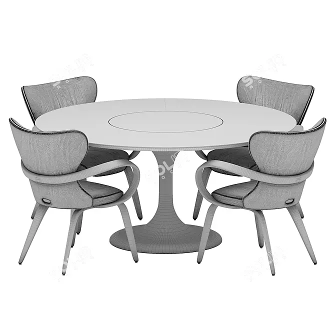  Elegant Dining Set with Calacatta Gold Table 3D model image 5