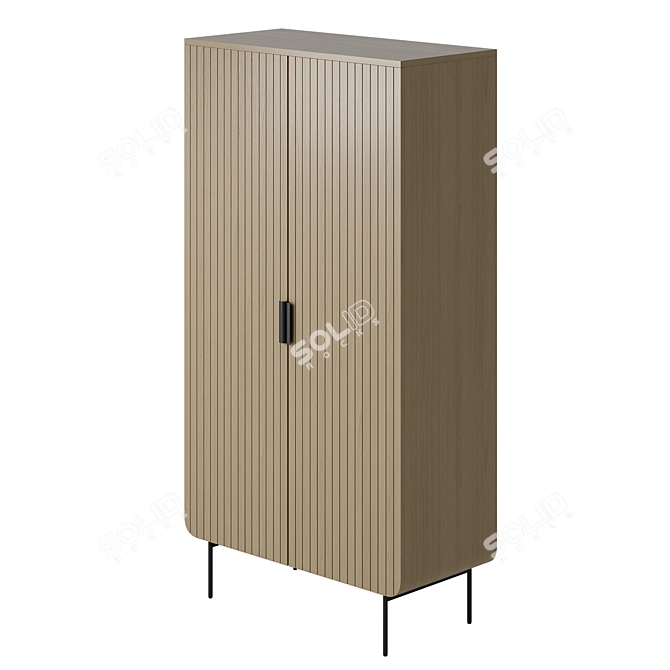 Retro-Chic 2-Door Wardrobe 3D model image 4