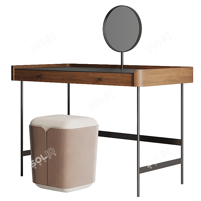 Modern Vanity Makeup Table White 3D model image 5