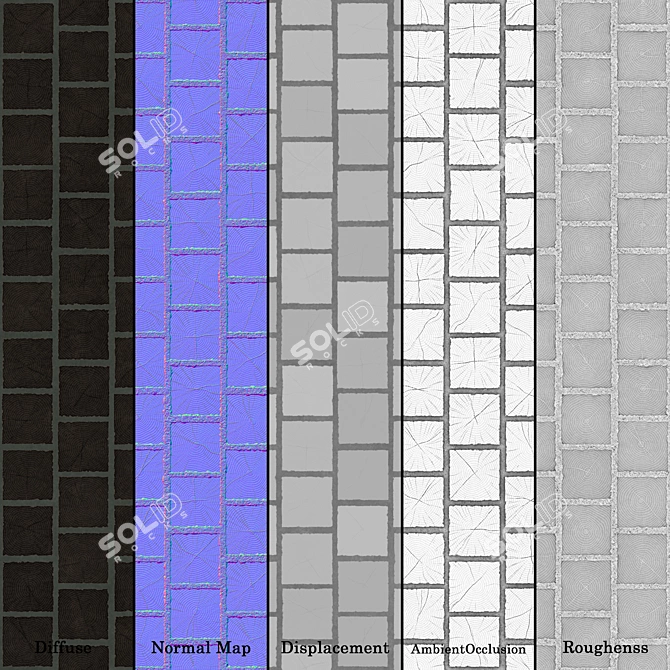 Substance End Grain Wood Floor Tiles 3D model image 6