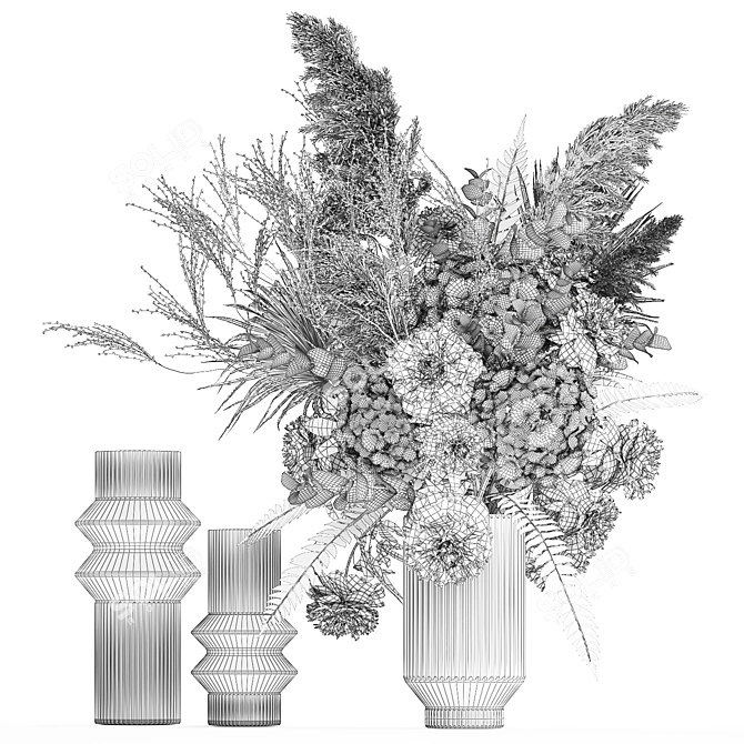 Luxury Dried Flower Arrangement 3D model image 6