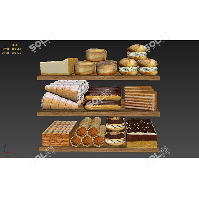 Wooden Pastry Trays Set 3D model image 7