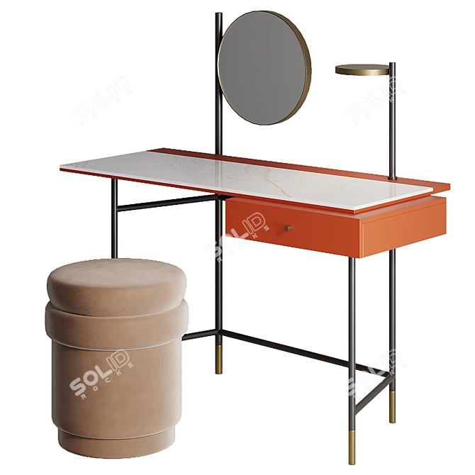 Elegant Vanity Desk with Mirror 3D model image 4