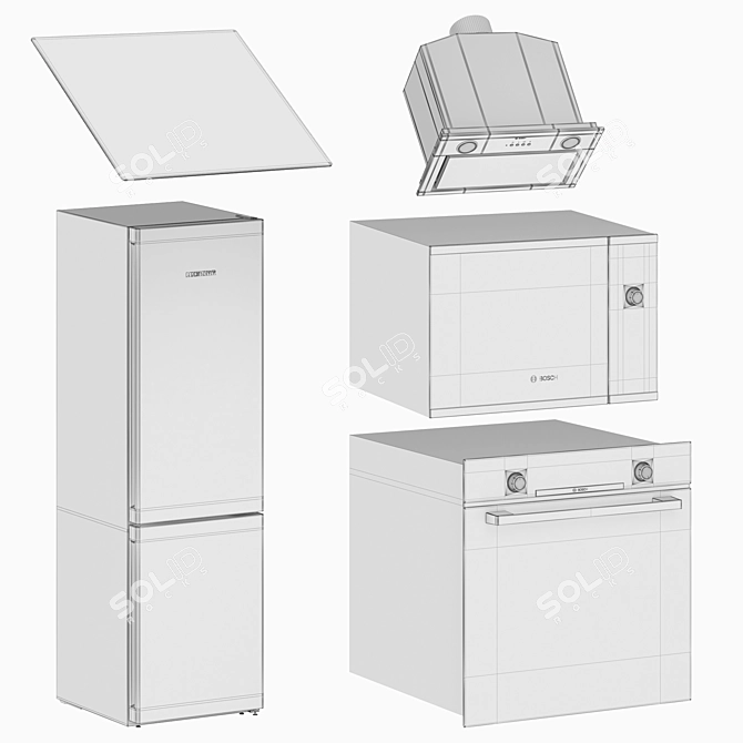 Bosch and Liebherr Kitchen Set 3D model image 7