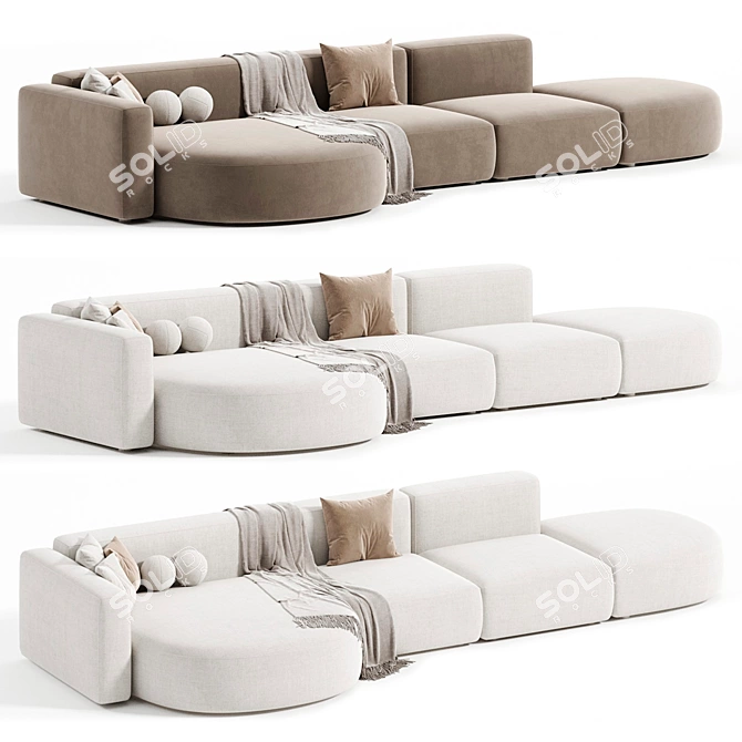 Versatile Belt Modular Sectional Sofa 3D model image 3