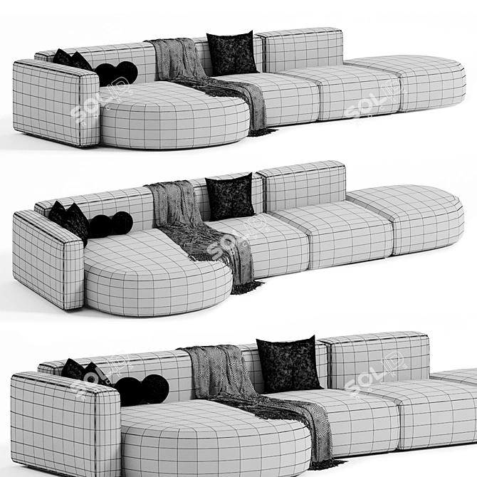 Versatile Belt Modular Sectional Sofa 3D model image 5