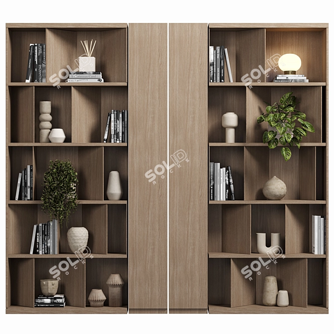 Modular Bookcase with High-Quality Textures 3D model image 1