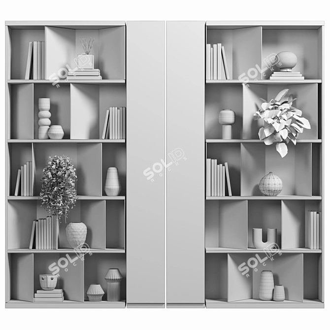 Modular Bookcase with High-Quality Textures 3D model image 4