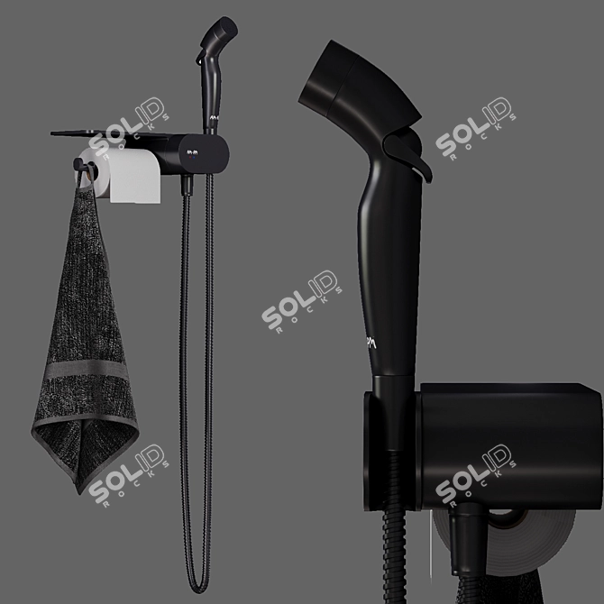 Concealed Mount Hygienic Shower Kit 3D model image 4