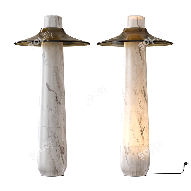 Alabaster and Brass Standing Lamp 3D model image 1