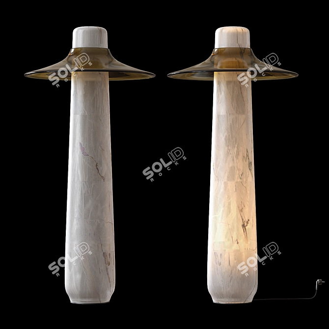 Alabaster and Brass Standing Lamp 3D model image 2