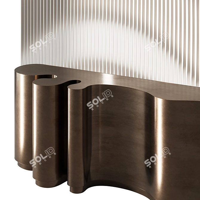 Organic Reception Desk with Metal Panels 3D model image 2