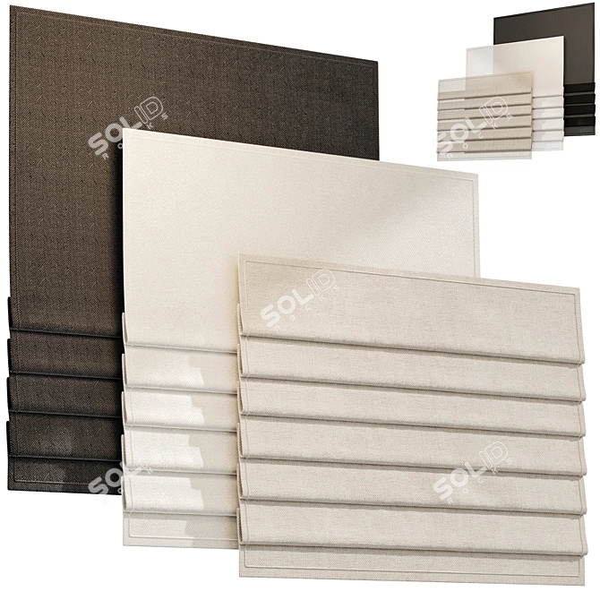 Luxurious Roman Blinds: High-Quality Thickness 3D model image 1