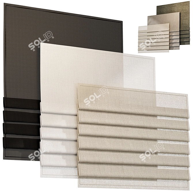 Luxurious Roman Blinds: High-Quality Thickness 3D model image 2