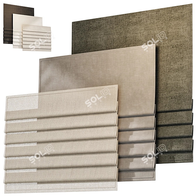 Luxurious Roman Blinds: High-Quality Thickness 3D model image 3