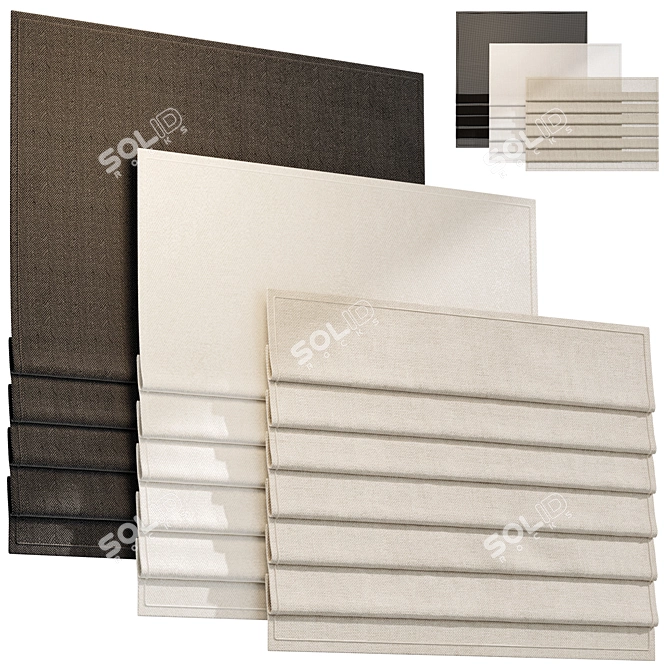 Luxurious Roman Blinds: High-Quality Thickness 3D model image 5