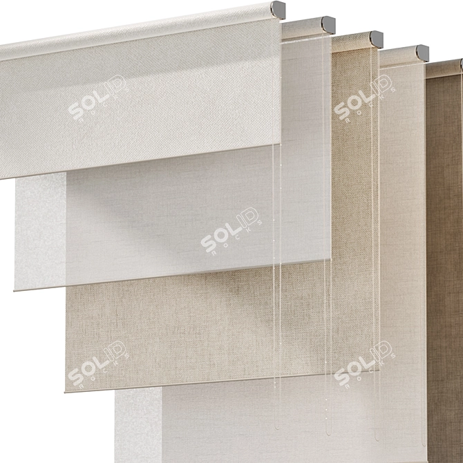 Title: Roller Blinds Curtains Set 3D model image 3