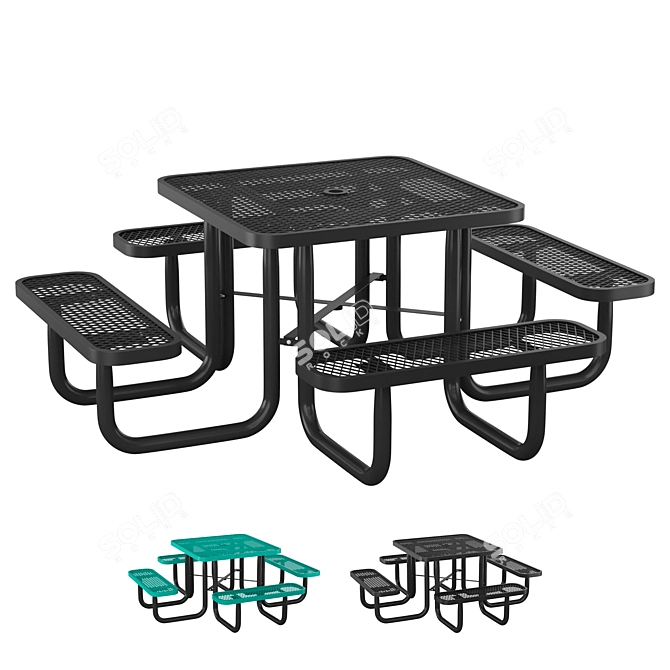 Urban Metal Outdoor Table Set 3D model image 2