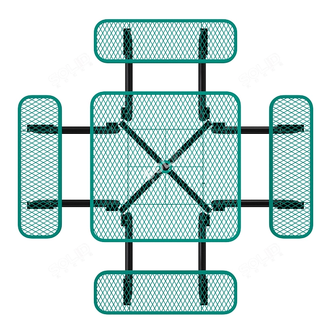 Urban Metal Outdoor Table Set 3D model image 4