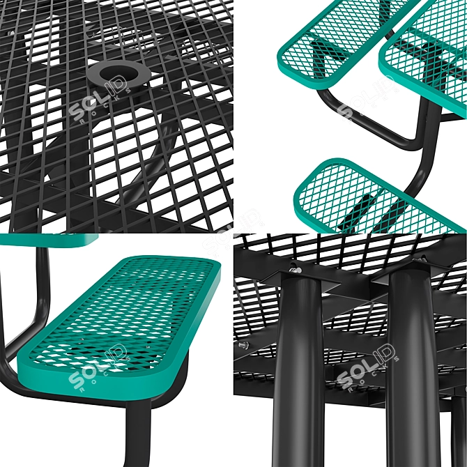 Urban Metal Outdoor Table Set 3D model image 5