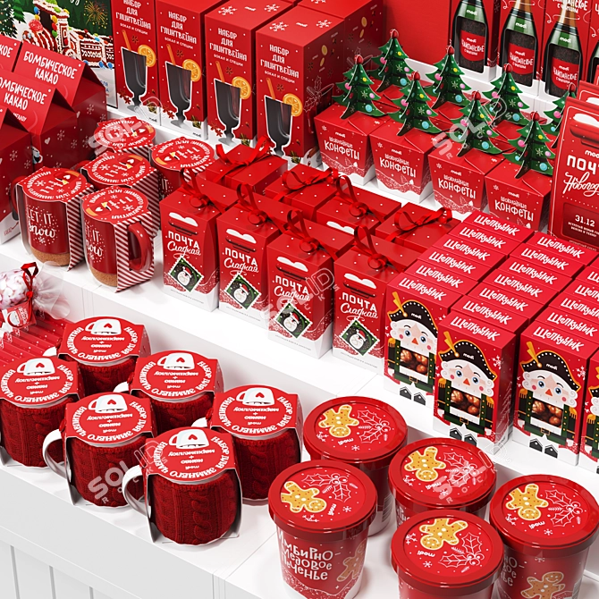 Festive Candy & Gift Set Stand 3D model image 2