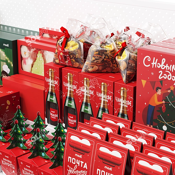 Festive Candy & Gift Set Stand 3D model image 3