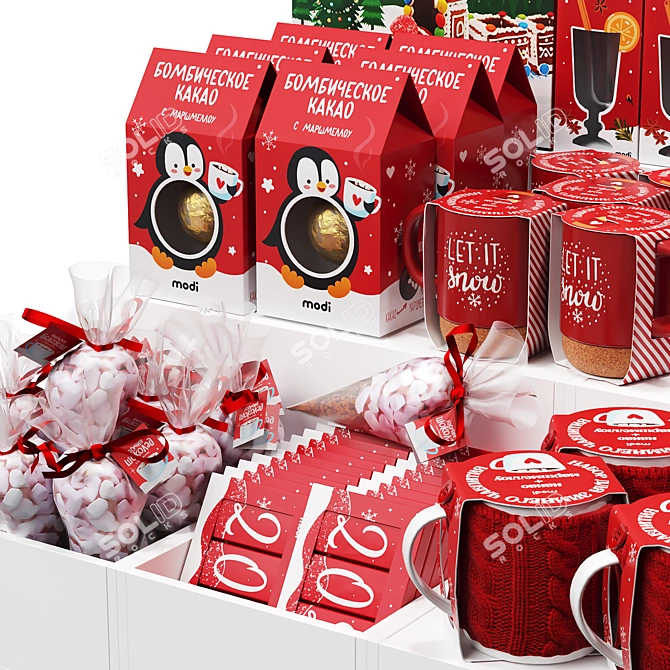 Festive Candy & Gift Set Stand 3D model image 4