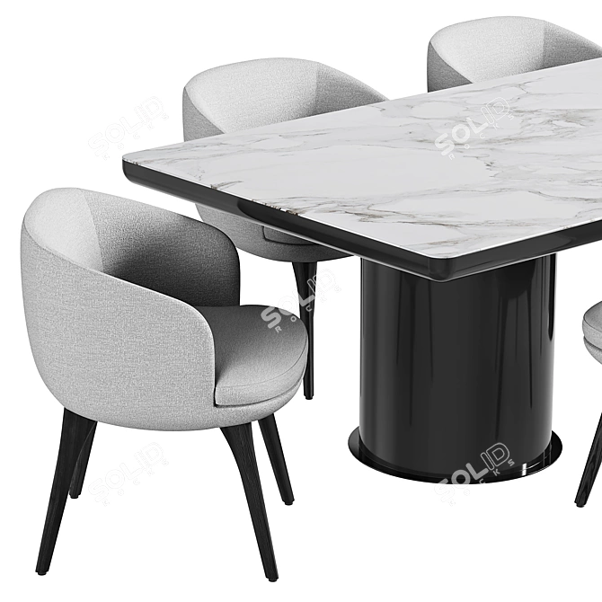 Minotti Brady Dining Table Set 3D model image 2