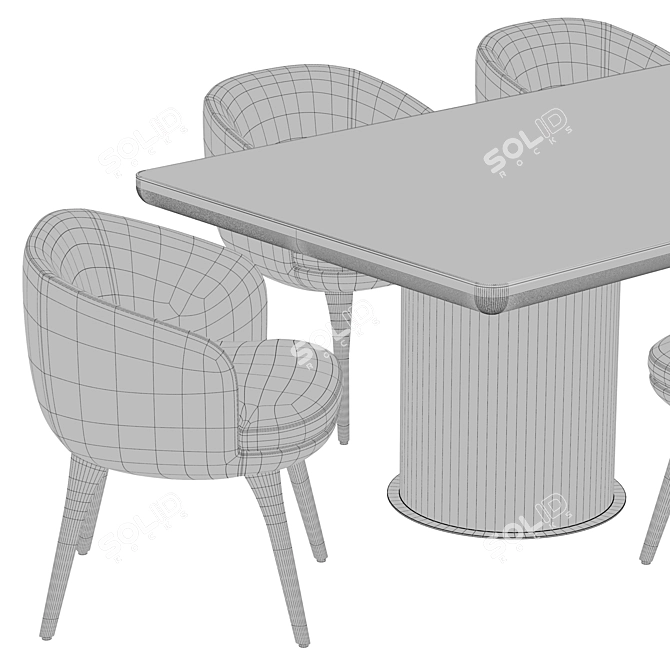 Minotti Brady Dining Table Set 3D model image 3