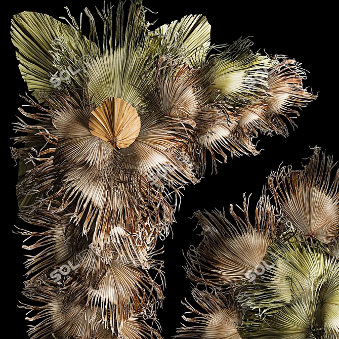 Palm Leaf Wall Art Ensemble 3D model image 2