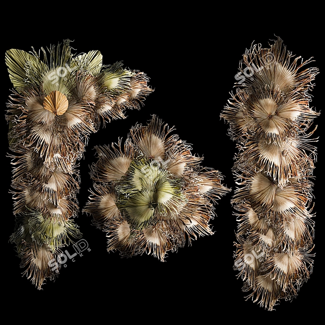 Palm Leaf Wall Art Ensemble 3D model image 5