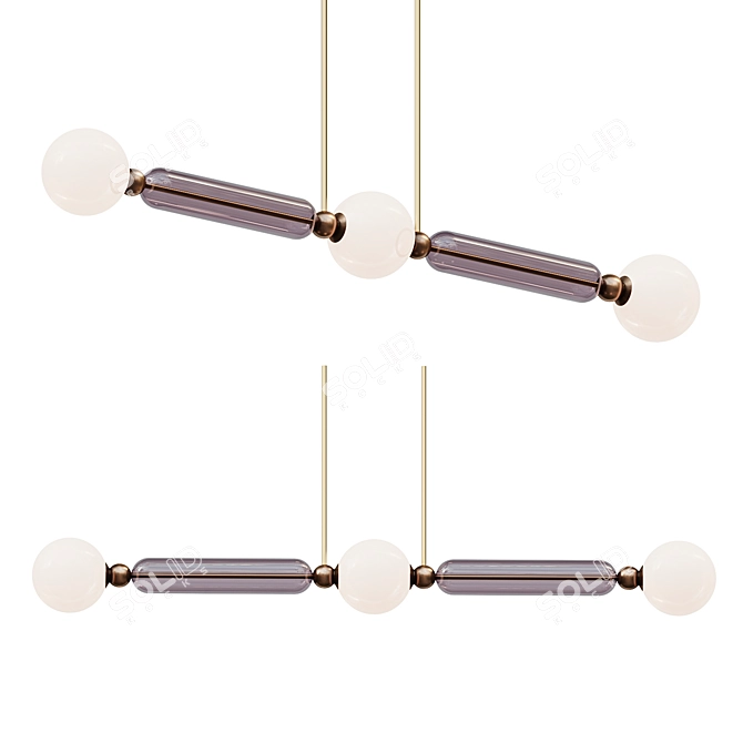 Brass Glass Pendant Lamp 3D model image 1