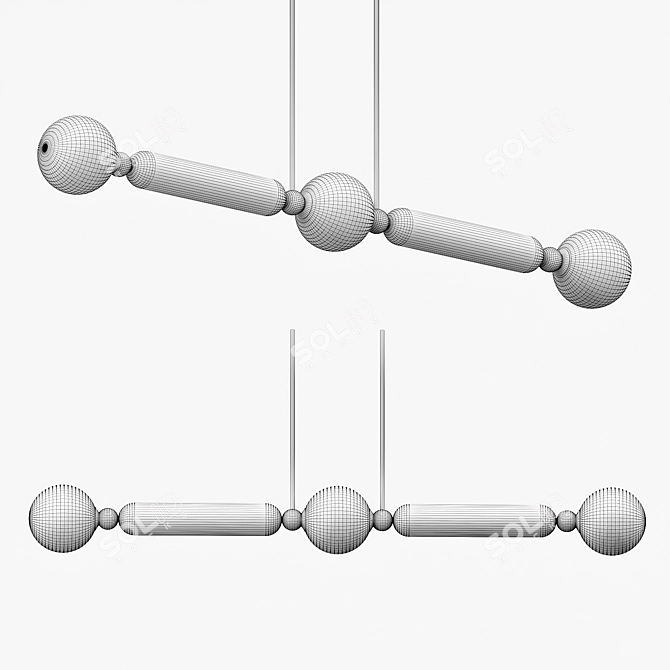 Brass Glass Pendant Lamp 3D model image 2