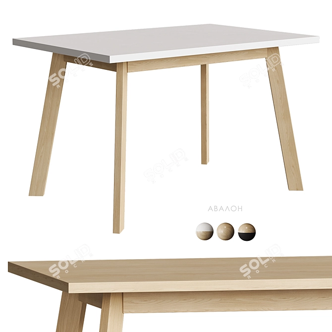 Avalon Dining Table Oak White 3D model image 1