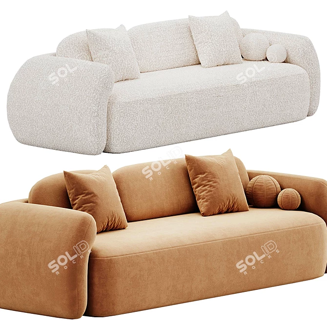 Sleek White Leather Sofa Litfad 3D model image 1